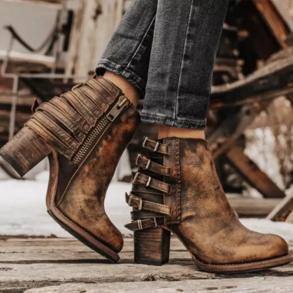 RARE FreeBird Hermosa Brown Ankle Booties size 7